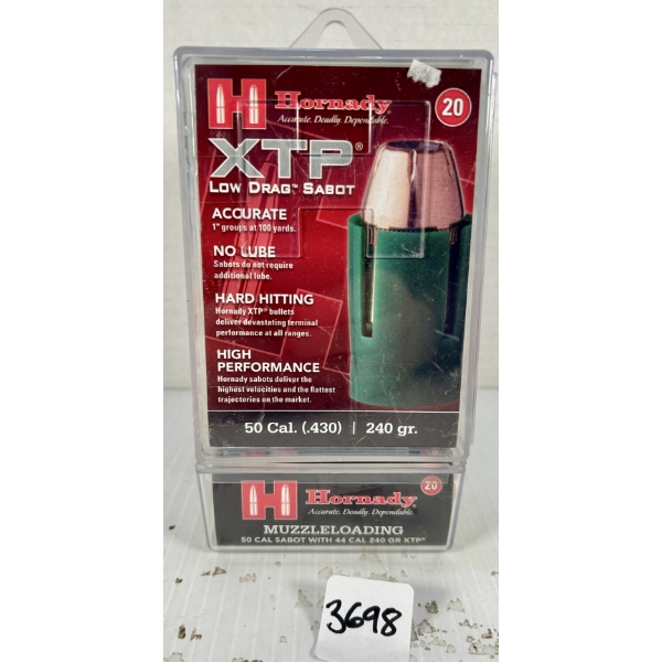 BULLETS: 40X HORNADY .45 CAL W/ .50 CAL SABOTS - 240 GR HP
