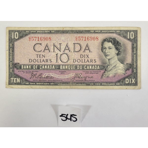 1954 CDN $10 BANKNOTE - DEVIL'S FACE
