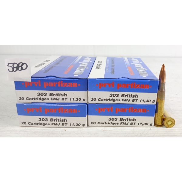AMMO: 80X PRVI PARTIZAN .303BRIT - 174GR - FMJ
