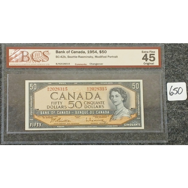 1954 CDN $50 BANKNOTE - BCS GRADED