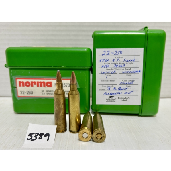 AMMO: 39X .22-250 REM - RELOADS