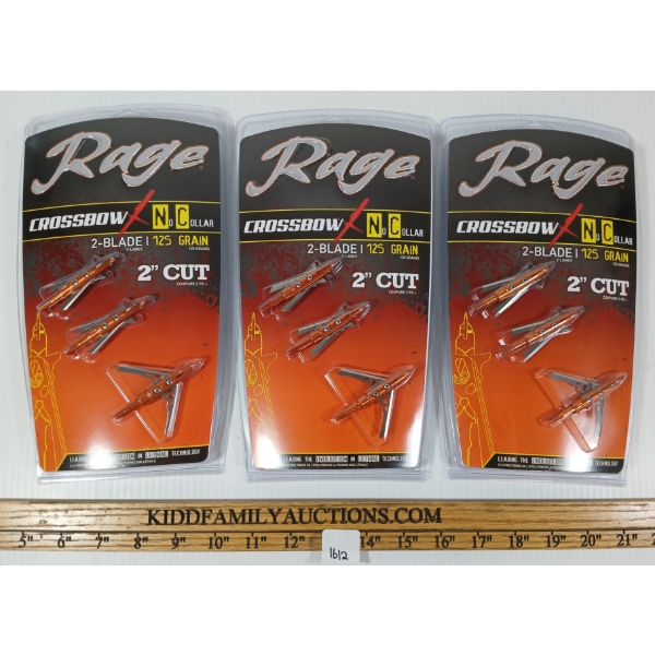 LOT OF 3 - RAGE NO COLLAR CROSSBOW BROADHEADS - NIB