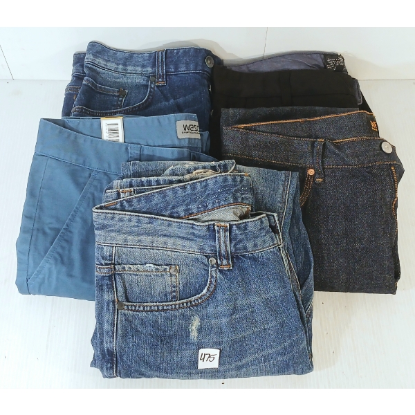 LOT OF 5 - MEN'S WESC & MINIMUM PANTS - FT CHINO & DAVID JEANS