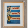 Image 1 : WWII "LOOK WHO'S LISTENING" PROPAGANDA POSTER - FRAMED