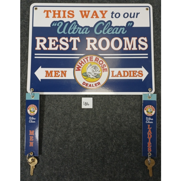 SERVICE STATION RESTROOM DISPLAY - WHITE ROSE - PLASTIC 