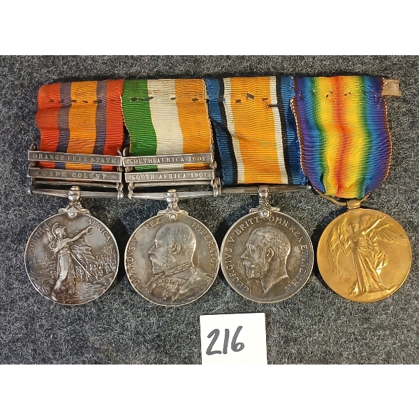 LOT OF 4 - WWI MEDALS ON BAR - B.17, PTE. A. A. OTTY CAPE T.H.