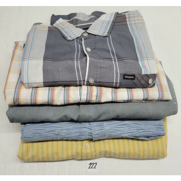 LOT OF 5 - MEN'S MEDIUM BUTTON-UP T-SHIRTS - FT CLASSIFIED, LIFETIME & BRIXTON