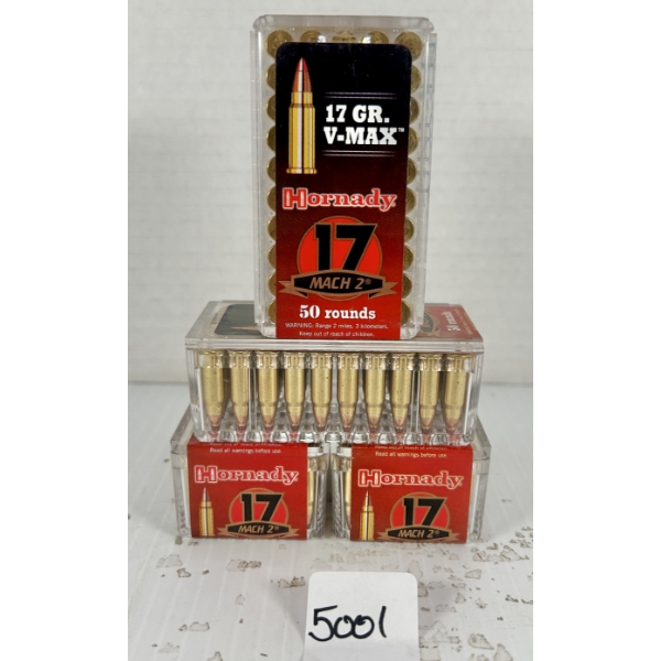 AMMO: 200X HORNADY .17 MACH 2 - 17 GR POLY TIP