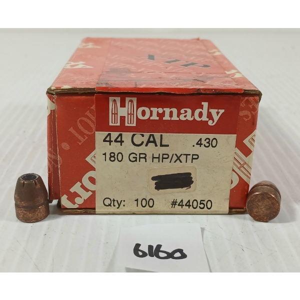 BULLETS: 100X HORNADY .44 - 180GR - HP / XTP