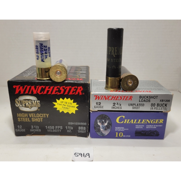 AMMO: 51X MIXED 12GA - 2 3/4 & 3 1/2IN - #8 SHOT, BBB & BUCK