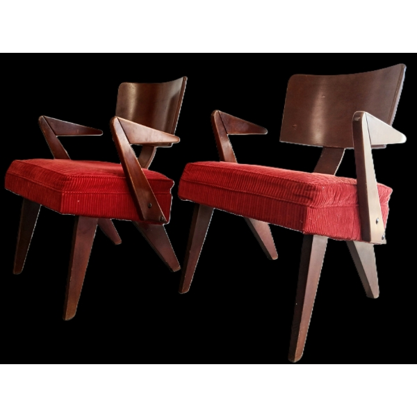 LOT OF 2 - MID-CENTURY MODERN STYLE DANISH LOUNGE CHAIRS 