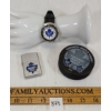 Image 1 : LOT OF 3 - TORONTO MAPLE LEAFS COLLECTIBLES - INCL NHL PUCK & ZIPPO LIGHTER