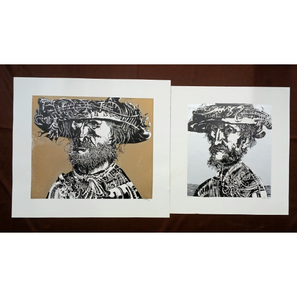 LOT OF 2 - MAN'S PORTRAIT BY ENDRE SZASZ (1926-2003) - PRINT
