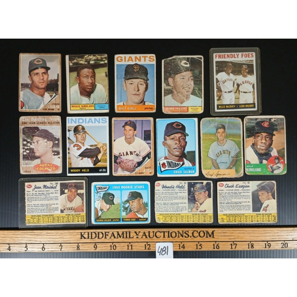 LOT OF 15 - 1950'S-1960'S TOPPS & OPC BASEBALL CARDS - GIANTS, INDIANS, ETC