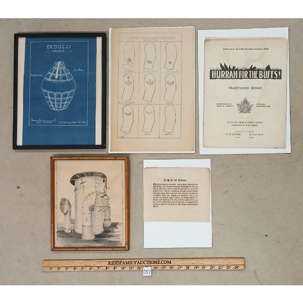 LOT OF 5 - MIXED MILITARY PRINTS & ARTICLES