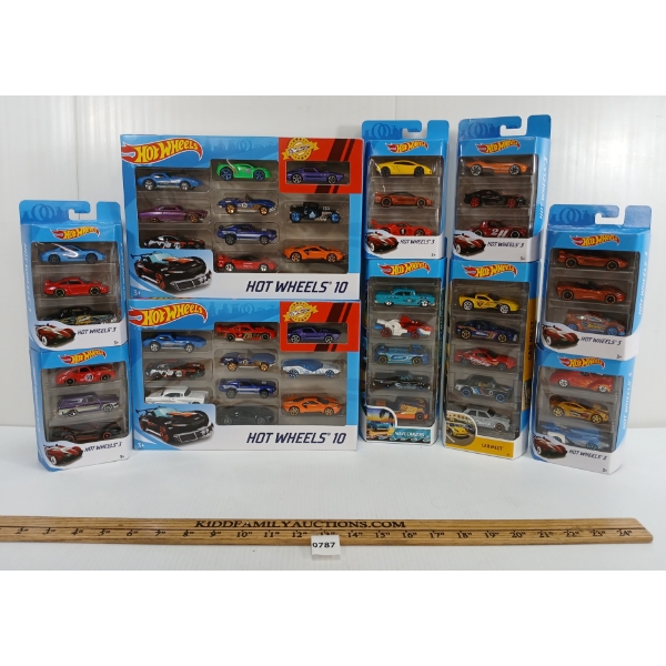 LOT OF 10 - HOTWHEELS PACKS - INCL WAVE CRAVERS, CAR MEET, 3 & 10 PACKS