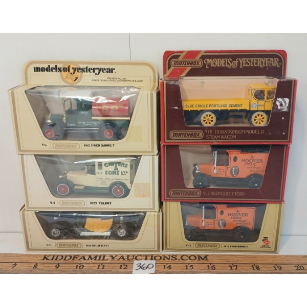 LOT OF 6 - MATCHBOX MODELS OF YESTERYEAR DIECAST MODELS - 1912 MODEL T, 1918 STEAM WAGON, ETC