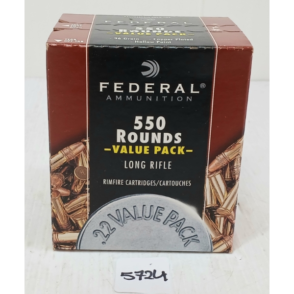 AMMO: 550X FEDERAL .22 LR - 36GR - HP