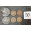 Image 1 : LOT OF 6 - 1825 BC HALF PENNY  1876 & 1941-1943 NEWFOUNDLAND CENT COINS