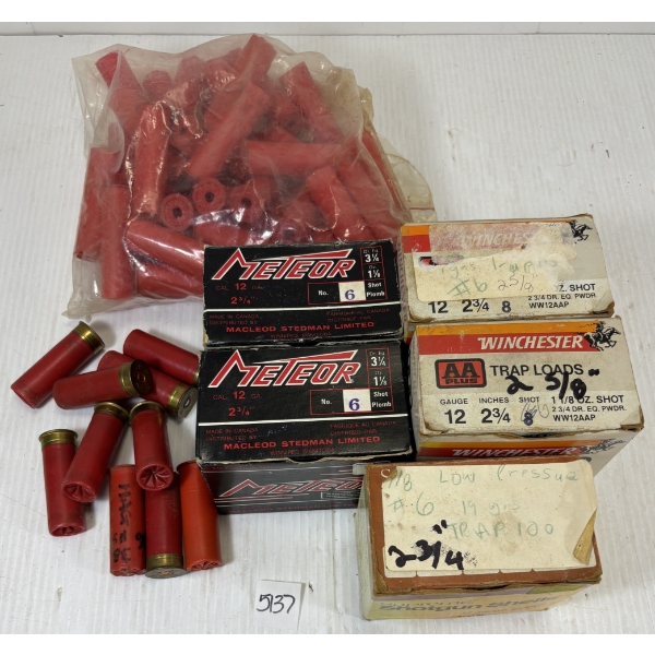 AMMO  / HULLS: APPROX 115 X MIXED 12 GA - RELOADS & 12 X HULLS
