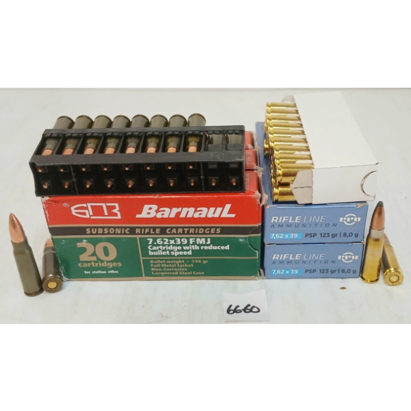 AMMO: 100X BARNAUL & RIFLE LINE 7.62X39CAL - 123 & 196GR