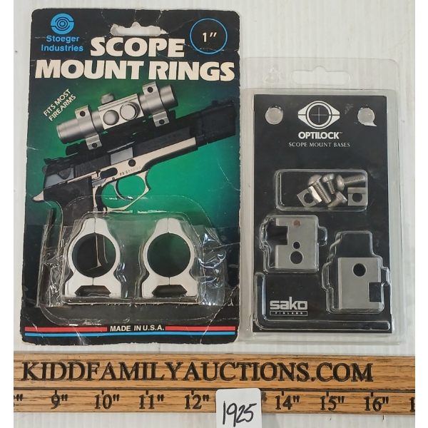 LOT OF 2 - STOEGER INDUSTRIES 1IN SCOPE MOUNTING RINGS & OPTILOCK SCOPE MOUNT BASES