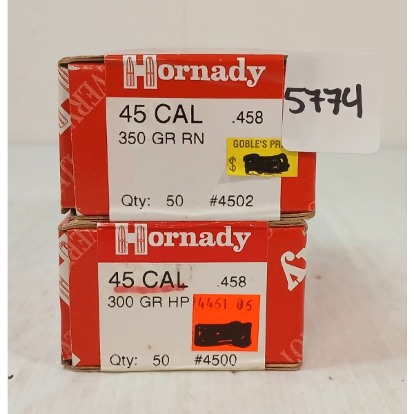 BULLETS: 100X HORNADY .45 - 300GR - HP
