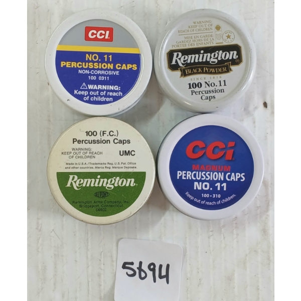 PERCUSSION CAPS: APPROX 400X CCI & REMINGTON NO. 11 CAPS