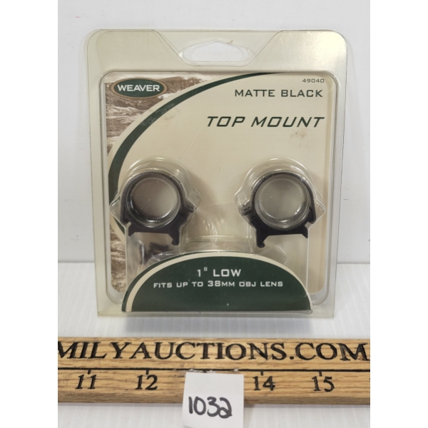 WEAVER 1IN LOW MATTE BLACK TOP MOUNT