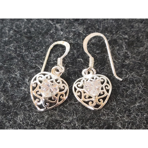 STERLING SILVER & DIAMOND EARRINGS