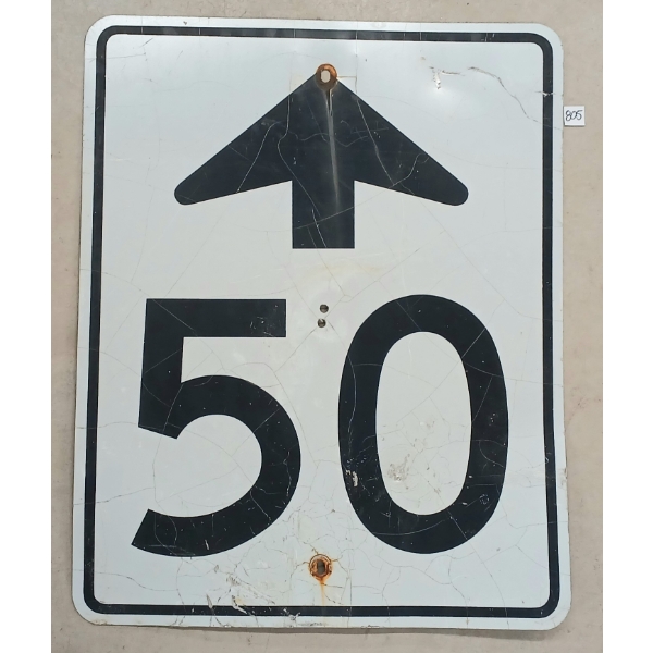 50 AHEAD ROAD SIGN