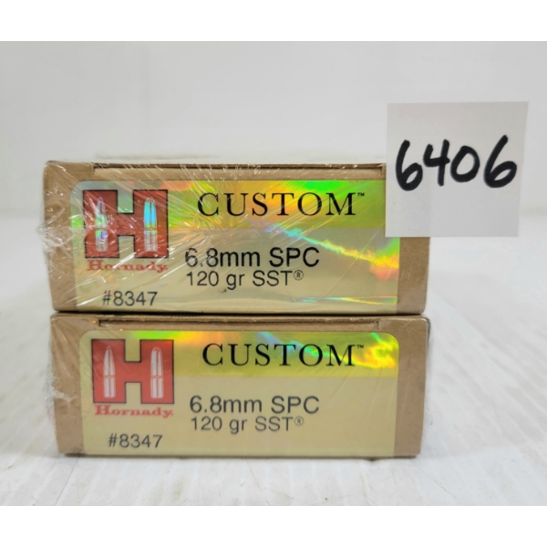 AMMO: 40X HORNADY CUSTOM 6.8MM SPC - 120GR - SST - SEALED