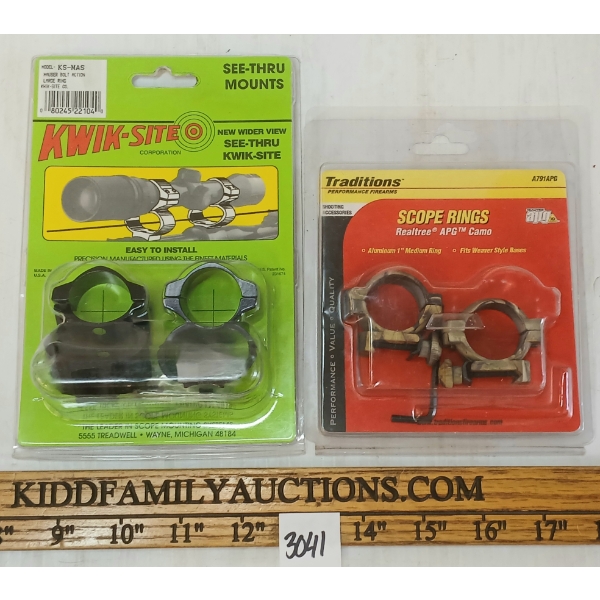 LOT OF 2 - TRADITIONS & KWIK-SITE SCOPE RINGS - REALTREE CAMO & SEE-THRU