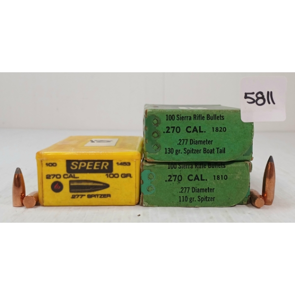 BULLETS: APPROX 195X SIERRA & SPEER .270 - 100, 110 & 130GR - SPITZER