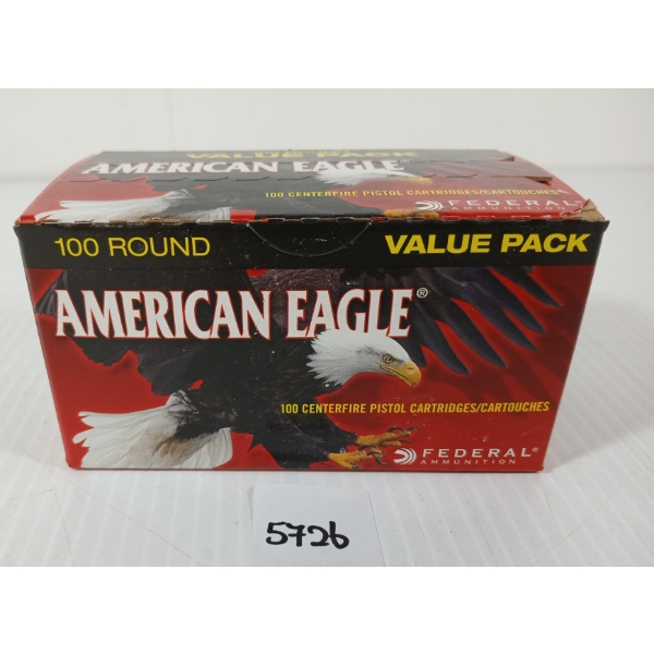 AMMO: 100X FEDERAL AMERICAN EAGLE .40 S&W - 180GR - FMJ