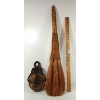 Image 2 : LOT OF 2 - WOOD PULLEY & STRAW FIREPLACE BROOM