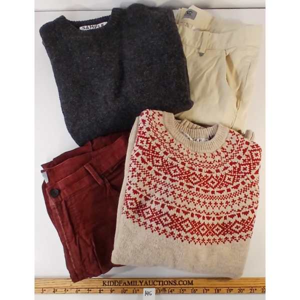 LOT OF 4 - MEN'S PENFIELD KNIT SWEATERS & WESC EDDY KHAKI & CORDUROY PANTS