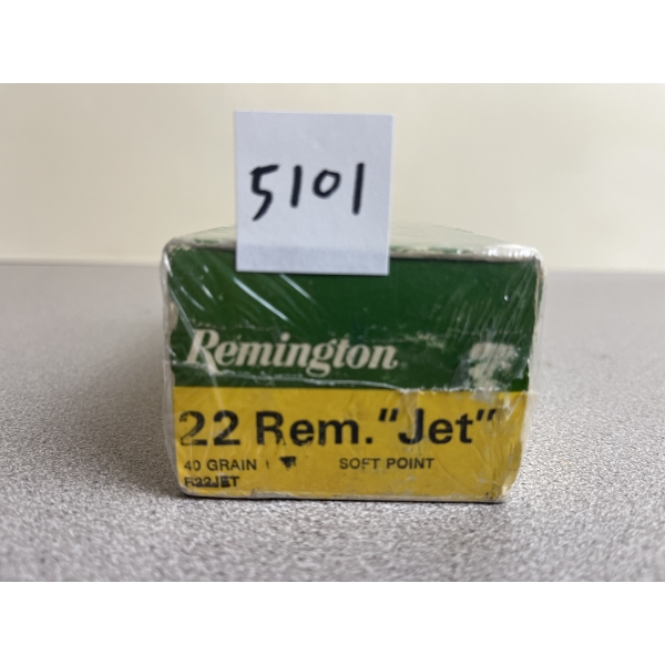 AMMO: 50X REMINGTON .22 REM JET 40GR. SP - SEALED