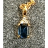 Image 3 : SIMULATED SAPPHIRE W/ DIAMONDS NECKLACE & EARRINGS SET