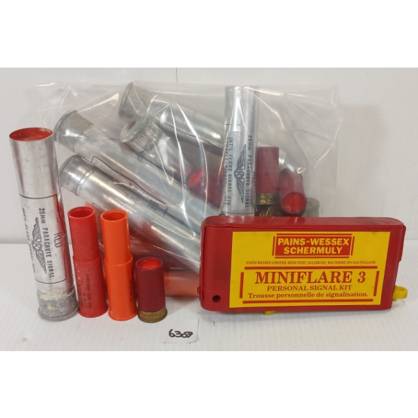 FLARES: 34X 25MM PARACHUTE SIGNALS, MARINE, ORION 12GA & MINIFLARE 3