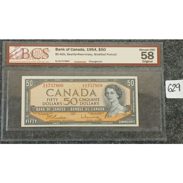 1954 CDN $50 BANKNOTE - BCS GRADED
