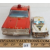 Image 3 : LOT OF 2 - TIN FRICTION FIRE CHIEF & POLICE CARS