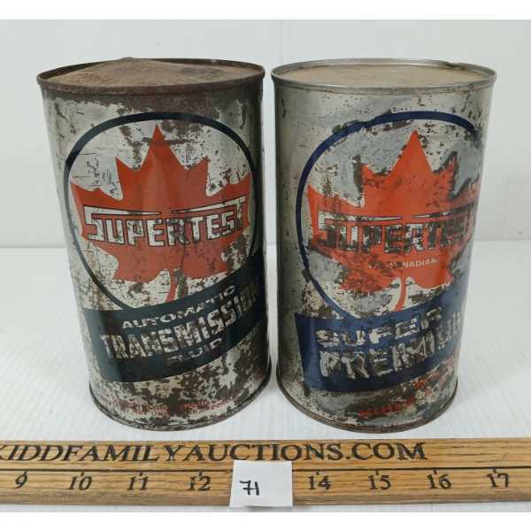 LOT OF 2 - SUPERTEST AUTOMATIC TRANSMISSION FLUID & MOTOR OIL CANS - QT