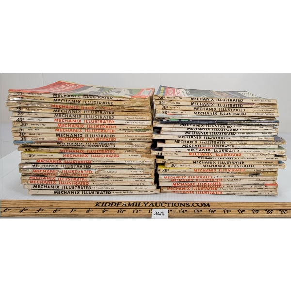 LOT OF 47 - MECHANIX ILLUSTRATED MAGAZINES - INCL 1961 & '63, ETC.