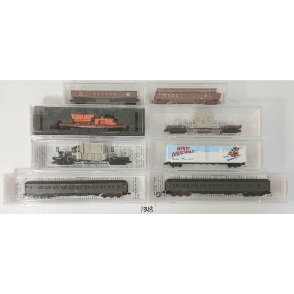 LOT OF 8 - MICRO TRAINS - SANTA FE, PACIFIC GREAT EASTERN, CHICAGO & BURLINGTON & QUINCY, ETC