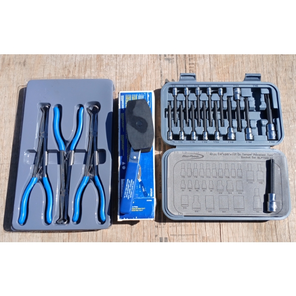 LOT OF 3 - BLUEPOINT HOSE GRIPPING PLIERS, TORX SOCKET SET & BRAKE CALIPER PRESS