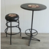 Image 3 : PARISIEN CAFE TABLE & STOOL SET - LEATHER TOP