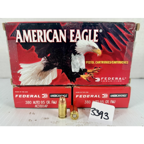 AMMO: 150X FEDERAL .380 ACP - 95 GR FMJ