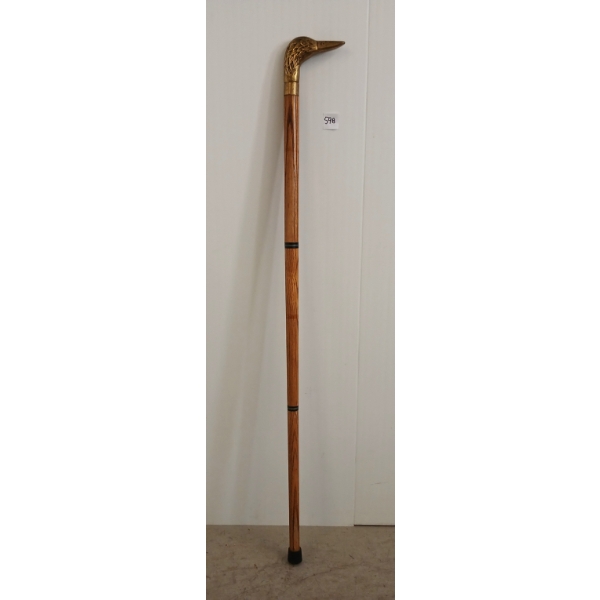 DECORATIVE WALKING STICK W/ BRASS DUCK HEAD POMMEL