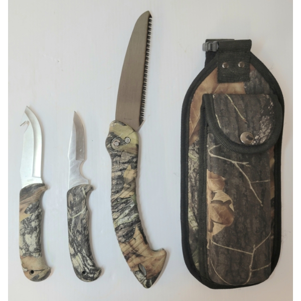 MOSSY OAK 3PC HUNTING KNIFE SET W/ CARRIER
